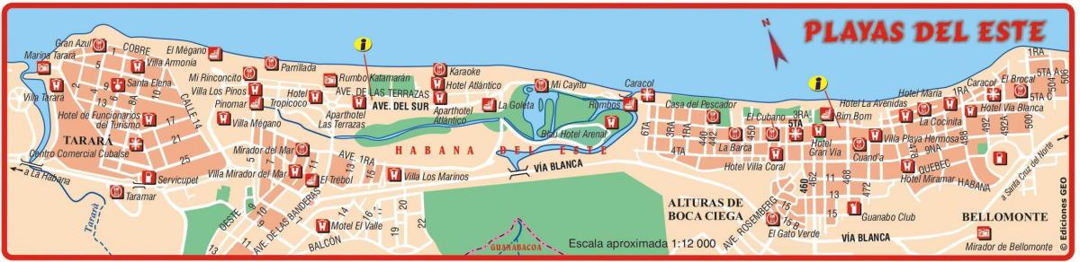 bản đồ của bãi del này Cuba