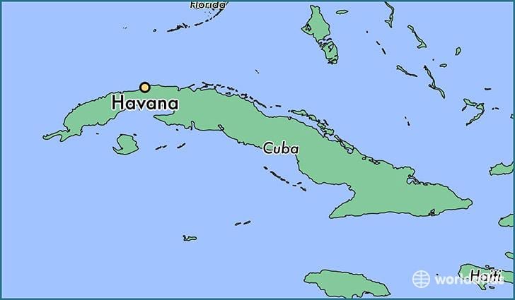 Havana, Cuba trên bản đồ