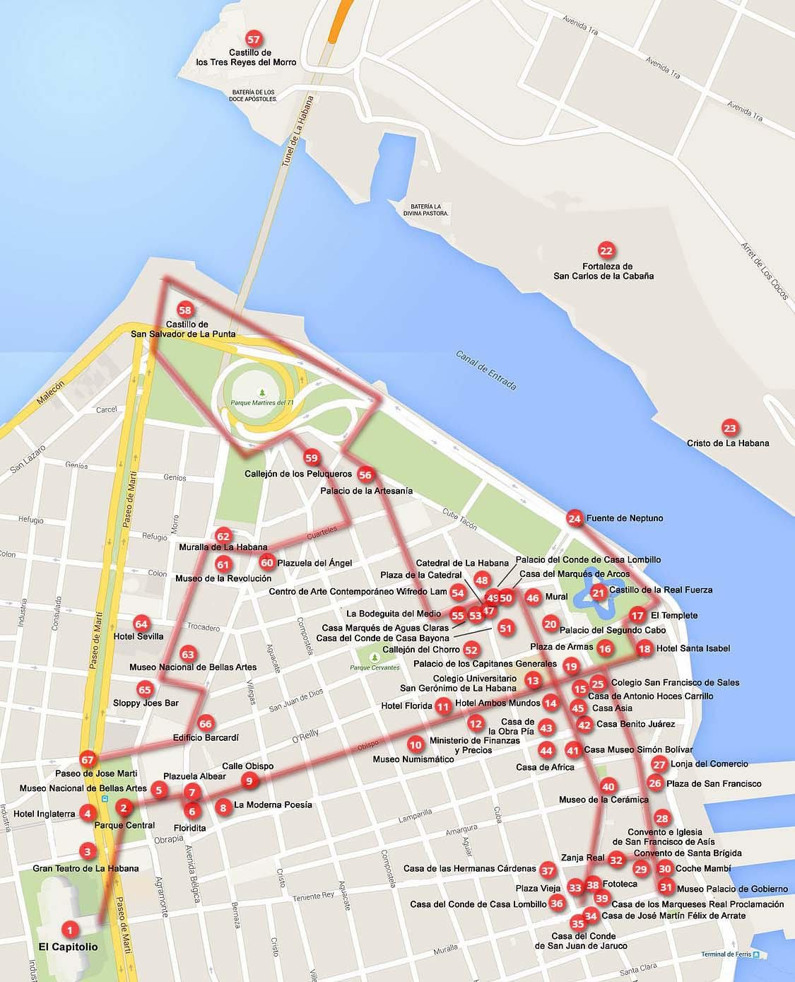 bản đồ của Havana đi du lịch