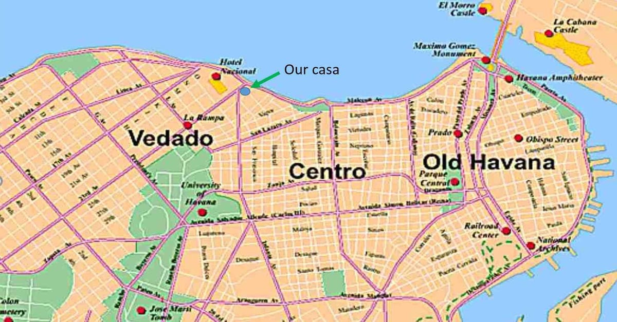 bản đồ của vedado Havana, Cuba