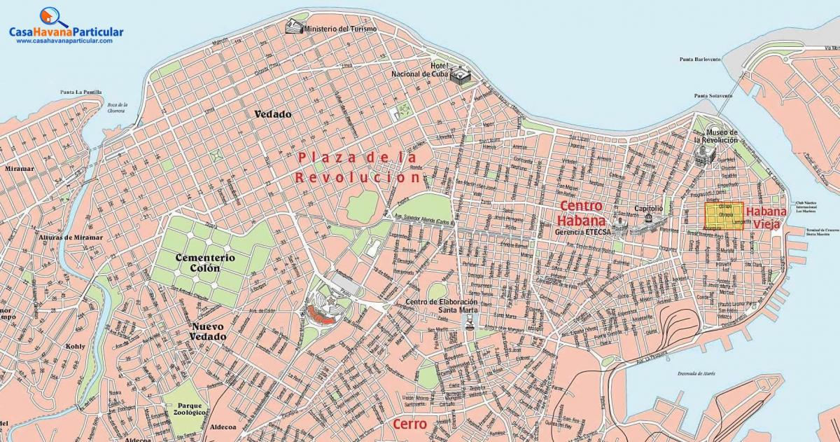 đường phố, bản đồ của Havana, Cuba
