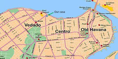 Bản đồ của Havana, Cuba khu phố